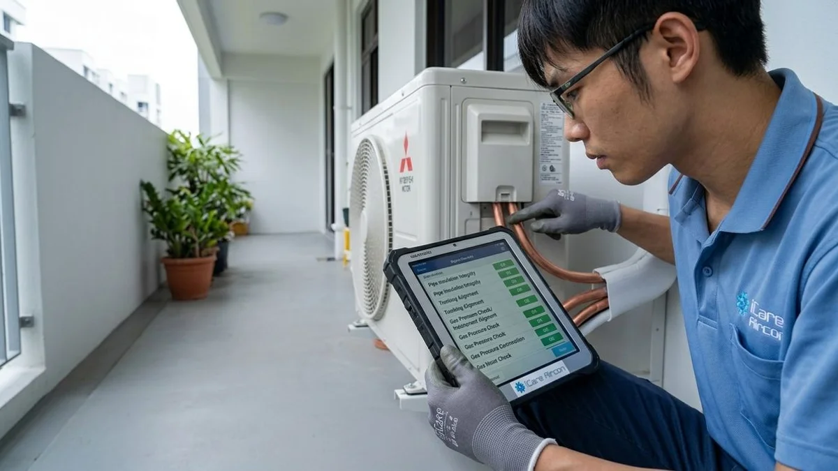 iCare aircon installation standard inclusions for Singapore HDB, condo, and landed homes