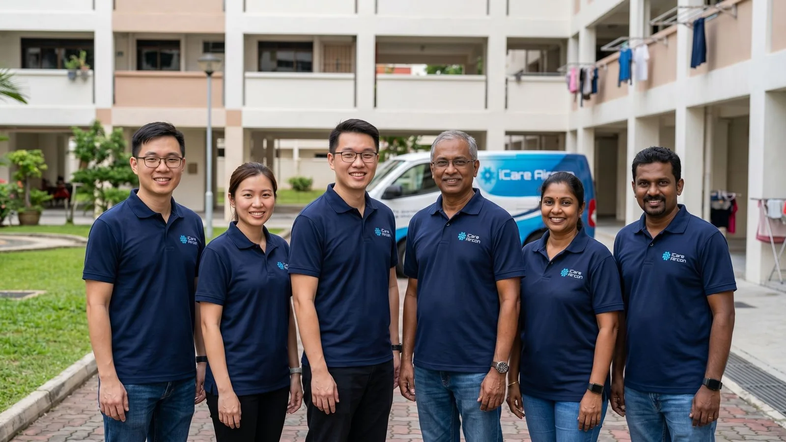 iCare Aircon Singapore founders and team at Jurong West headquarters