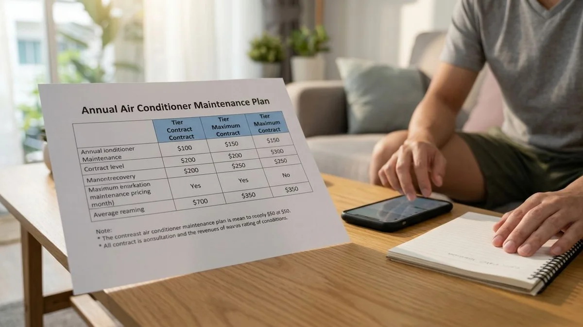 iCare annual aircon maintenance plan pricing breakdown for Singapore HDB, condo, and small office