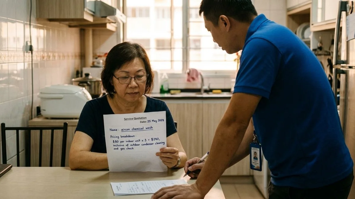 iCare pricing breakdown for aircon chemical wash across Singapore HDB and condo homes